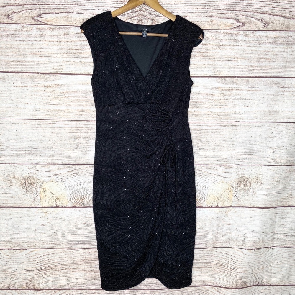 ALFANI Black evening dress. Faux wrap. Sparkle 12
